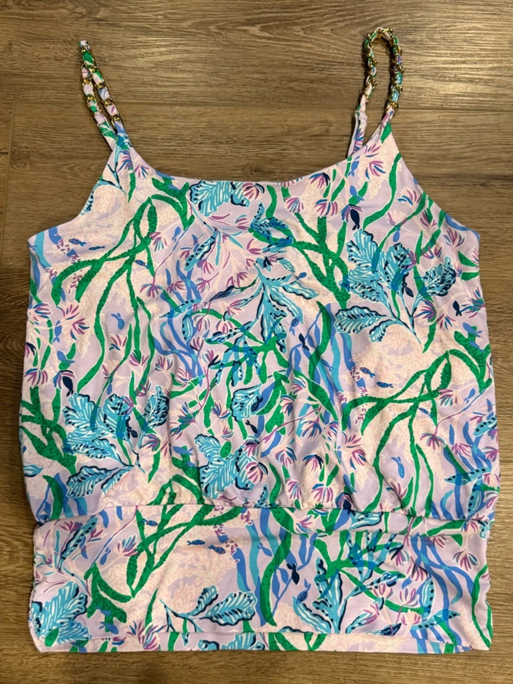 Lilly Pulitzer Pink Floral & Green Seaweed Print Cami